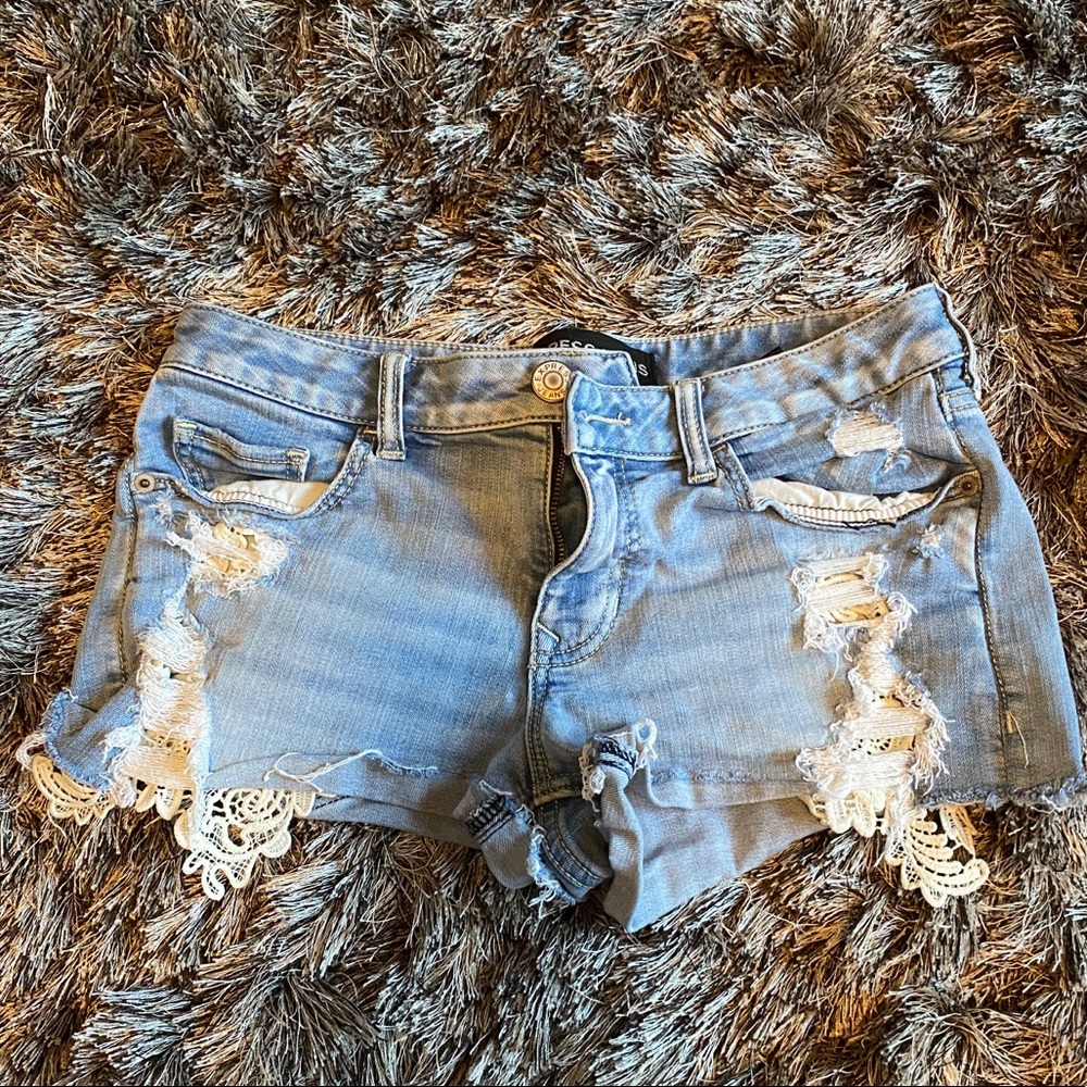 Light Blue Distressed Jean Shorts